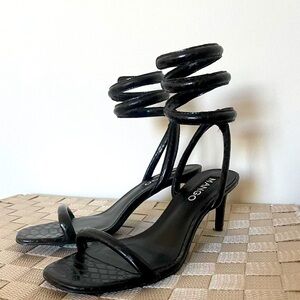 MANGO snake ankle wrap sandals